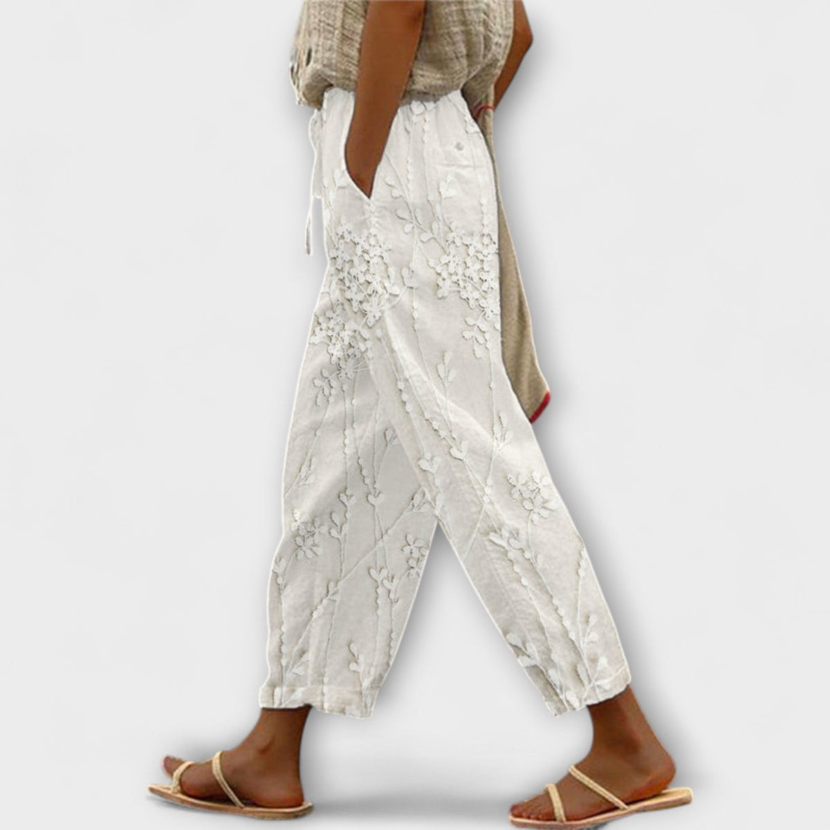 Adelheid - Pantalon à Motif Feuilles de Vigne