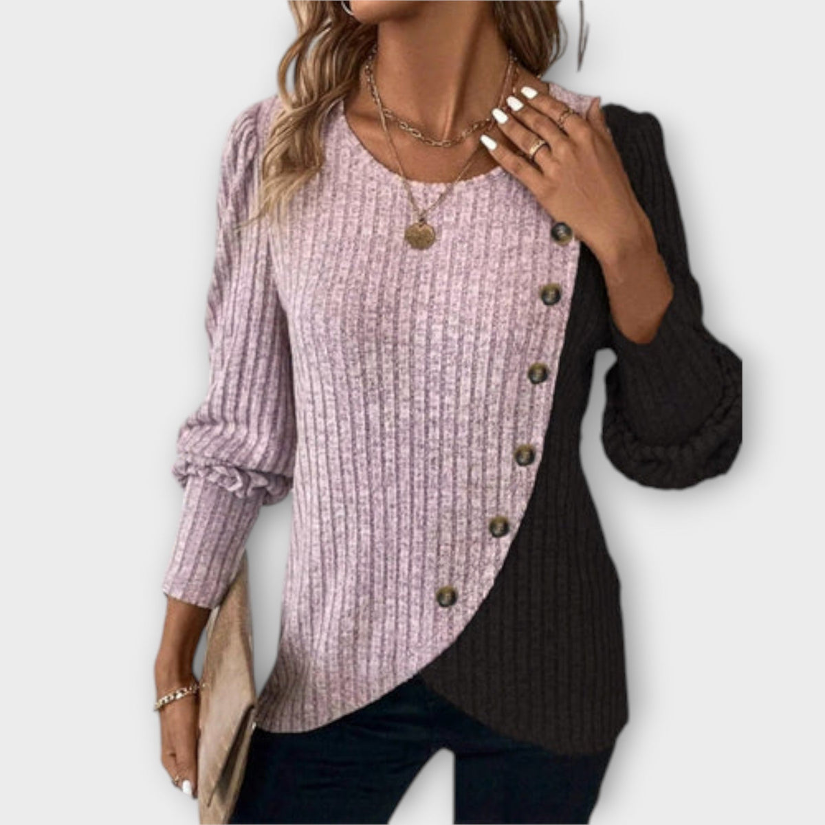 Nostalgia - Pull Violet et Noir Color-Block