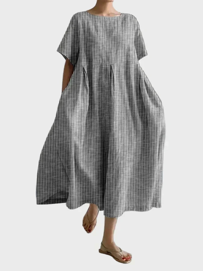 Robe en Lin Rose Poudré Rayée
