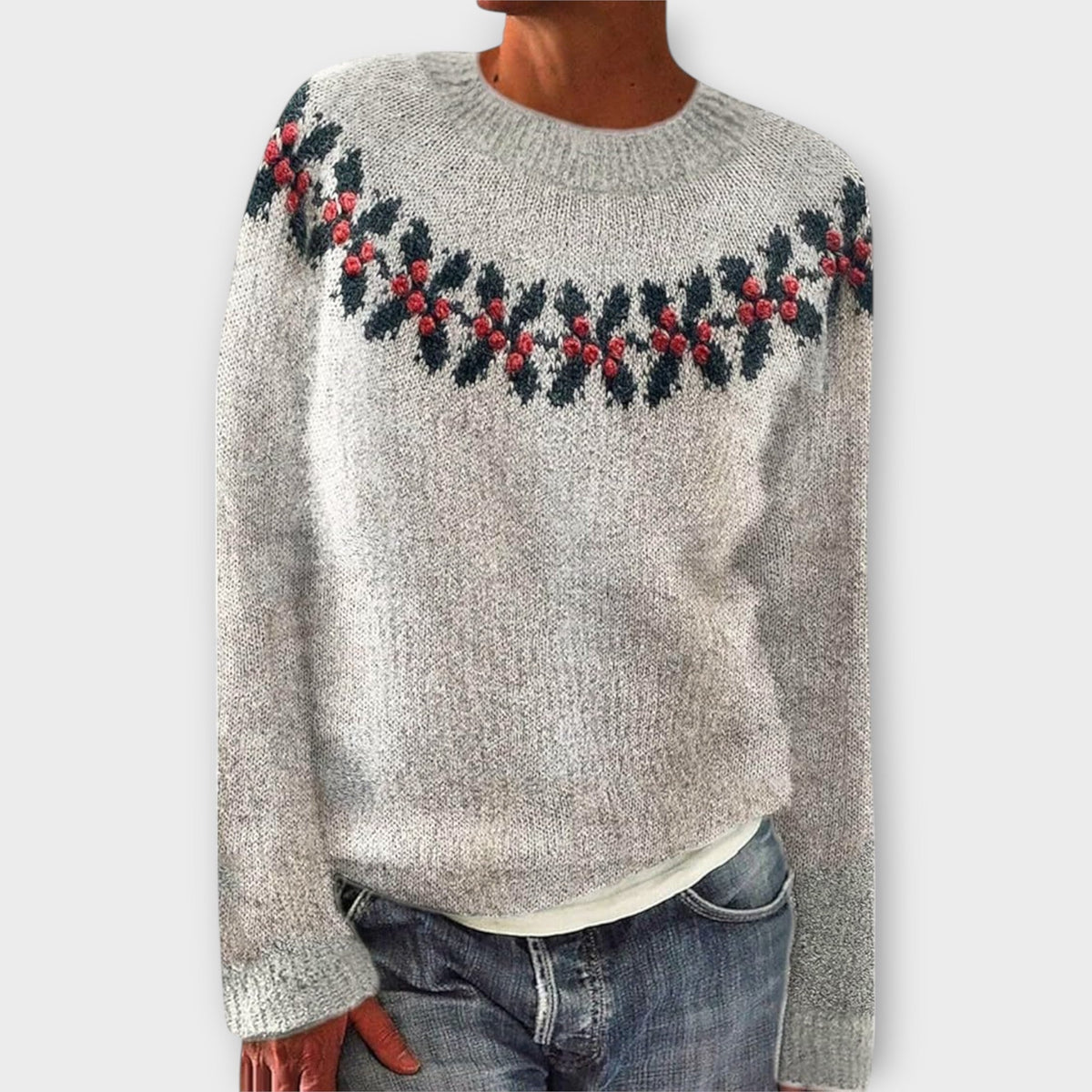 Simone - Pull de Noël Douillet Crème