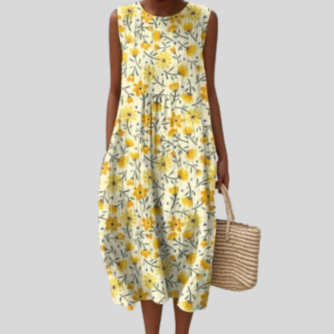 Robe Blanche à Fleurs Jaunes
