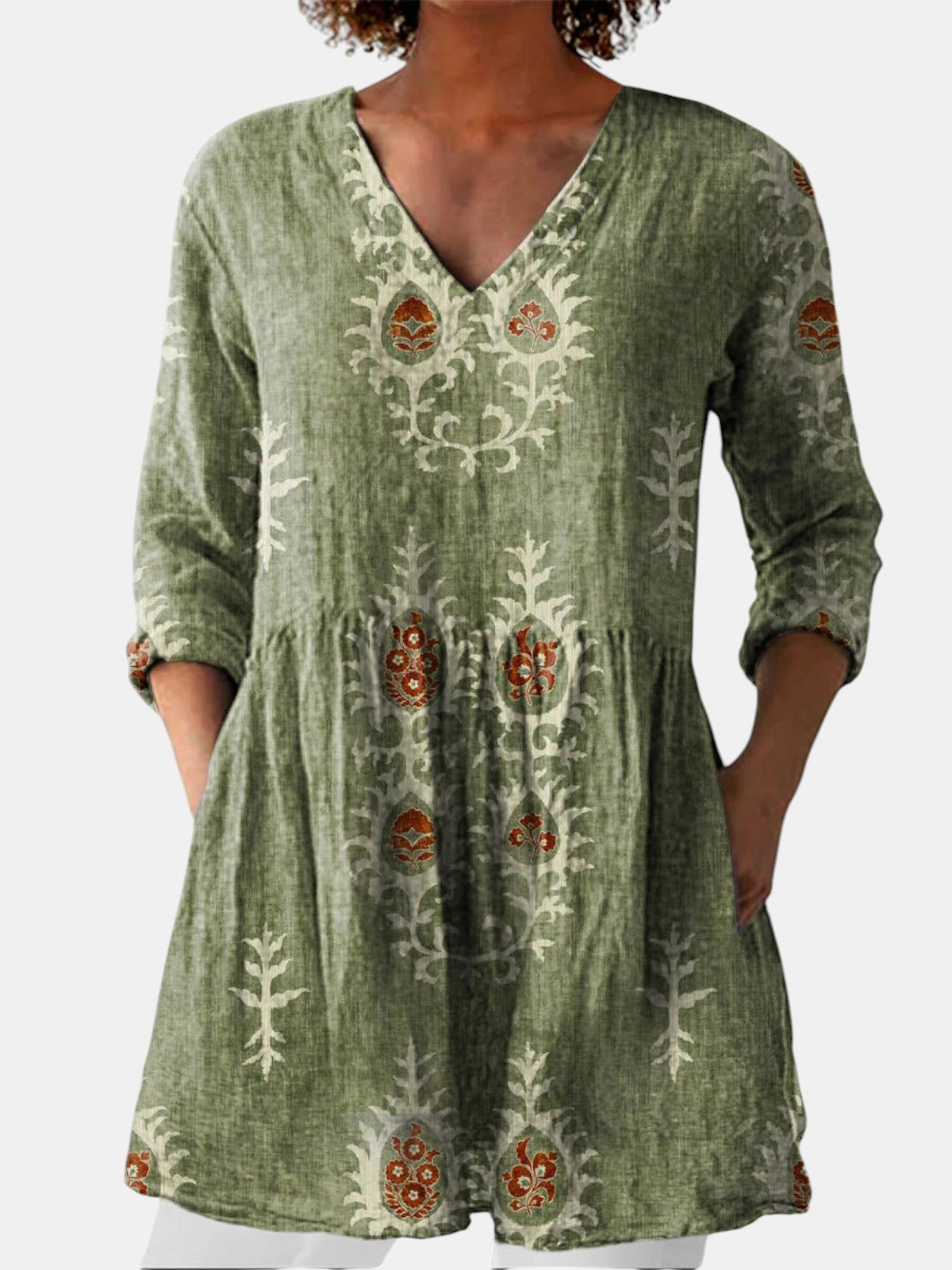 Elise | Blouse longue à col en V