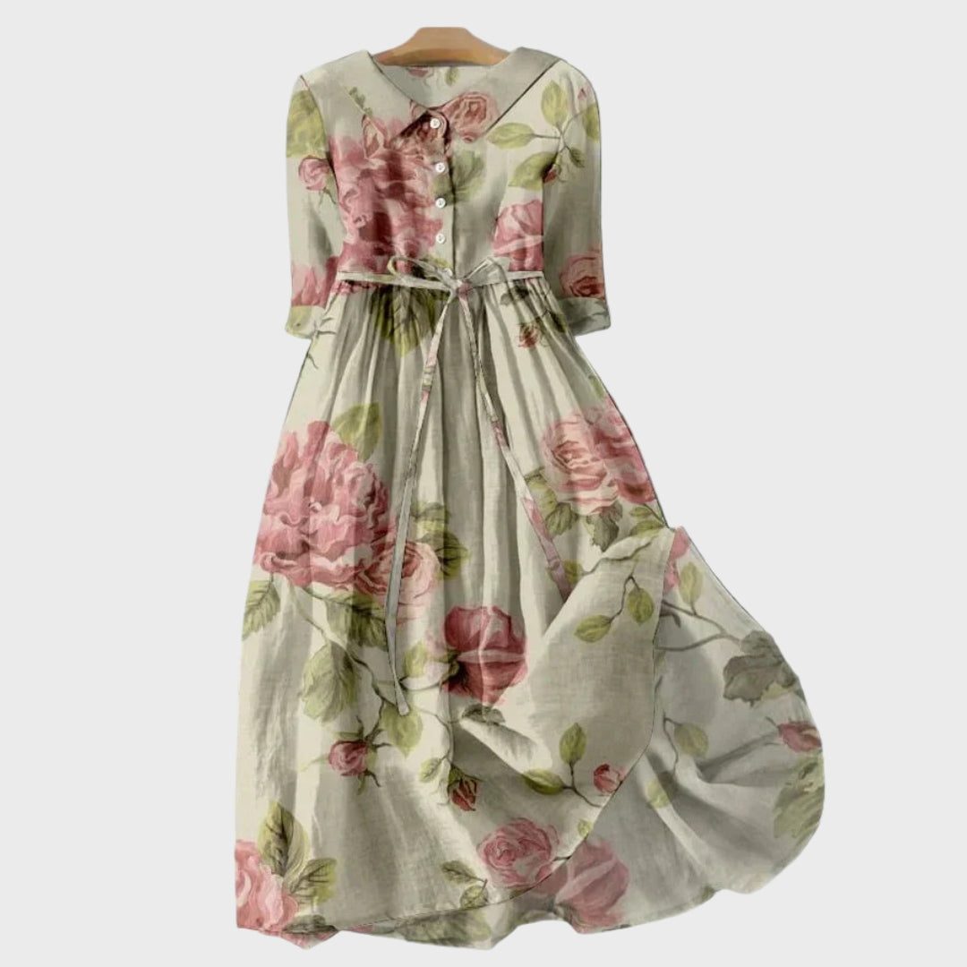 Robe en Lin Romantique à Roses