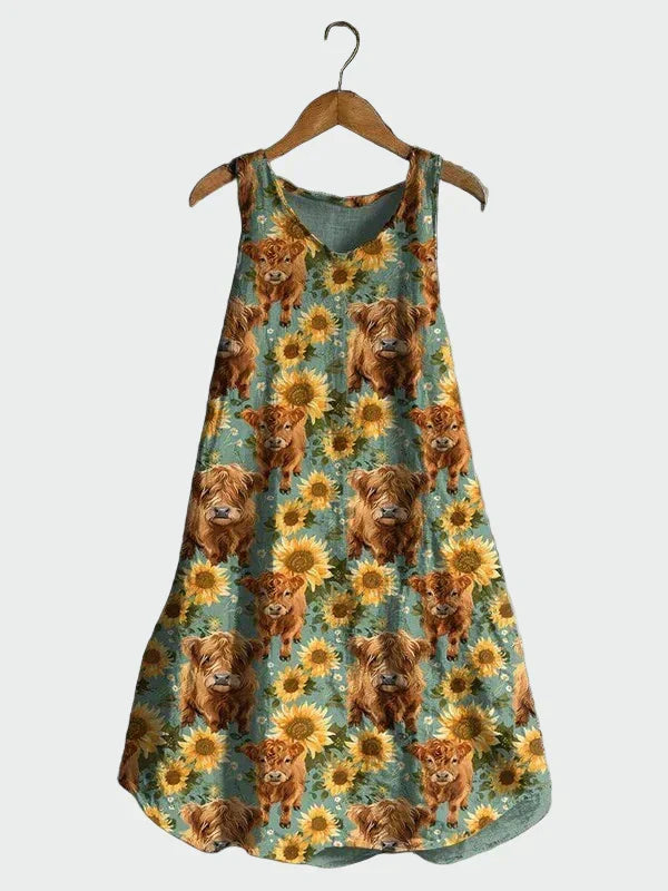 Robe à Motif Tournesols