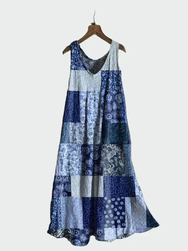 Robe Patchwork Bleue et Blanche