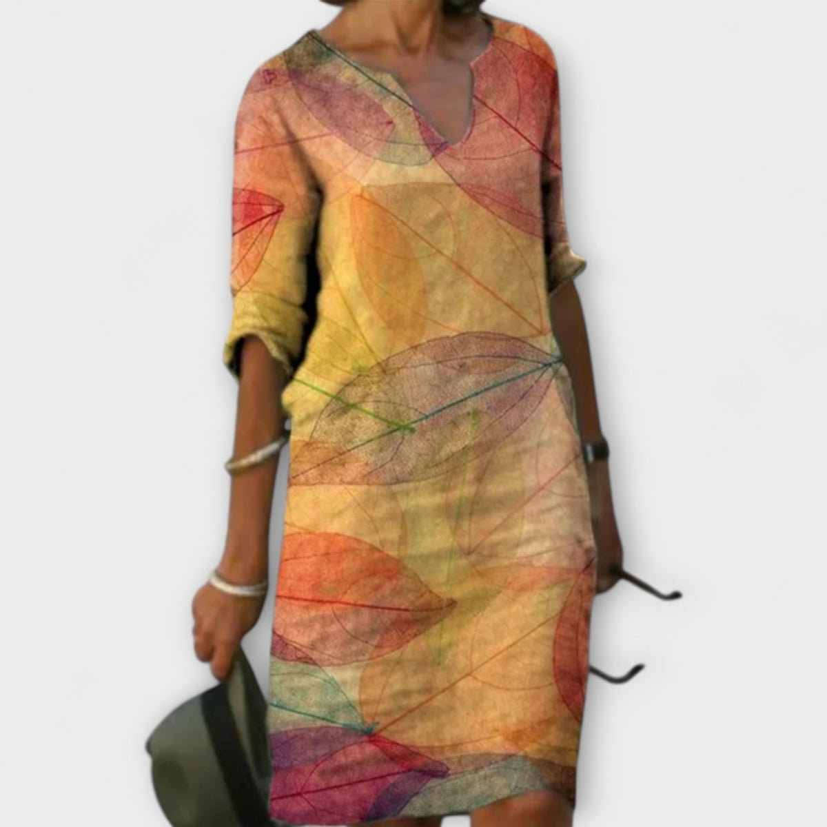 Kori - Robe en Lin Colorée à Motif Aquarelle