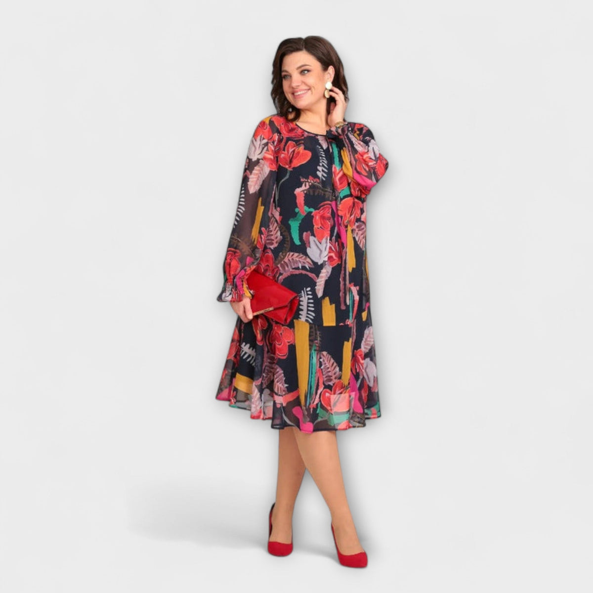 Caroline - Robe Grande Taille Élégante à Motif Floral
