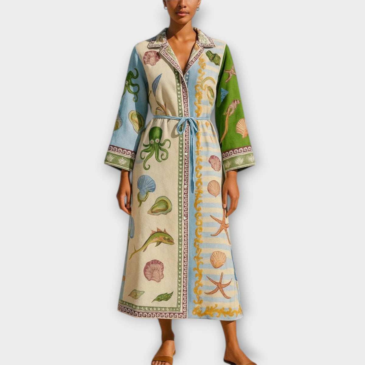 Jule - Robe Chemise en Twill Imprimé à Ceinture