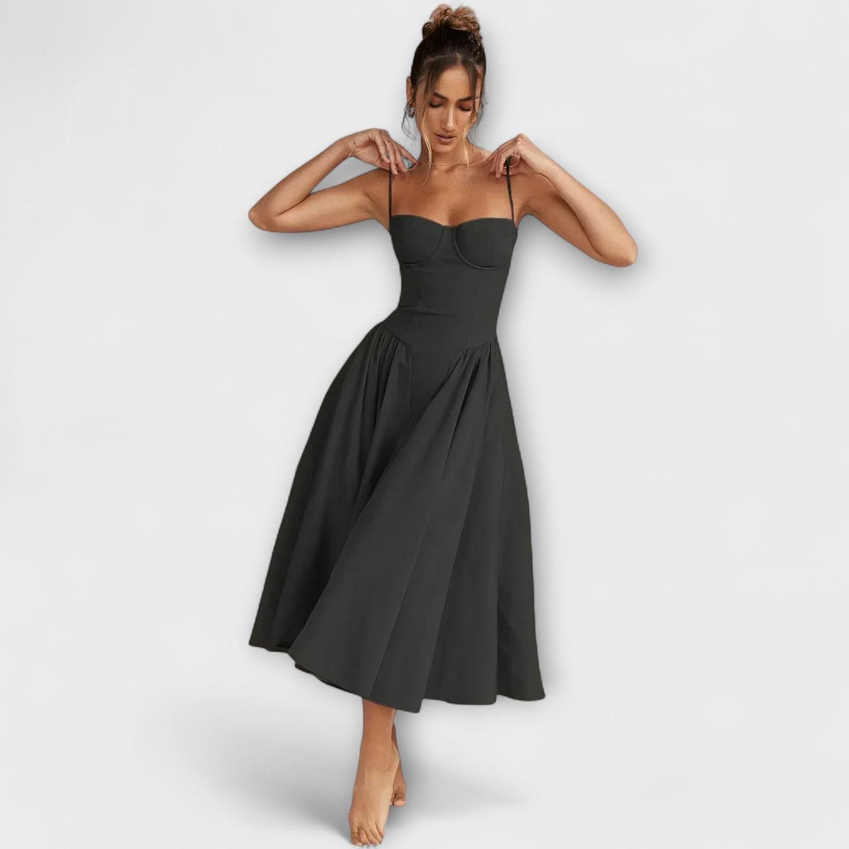 Rosalie - Robe Corset Sans Manches Vert Sauge