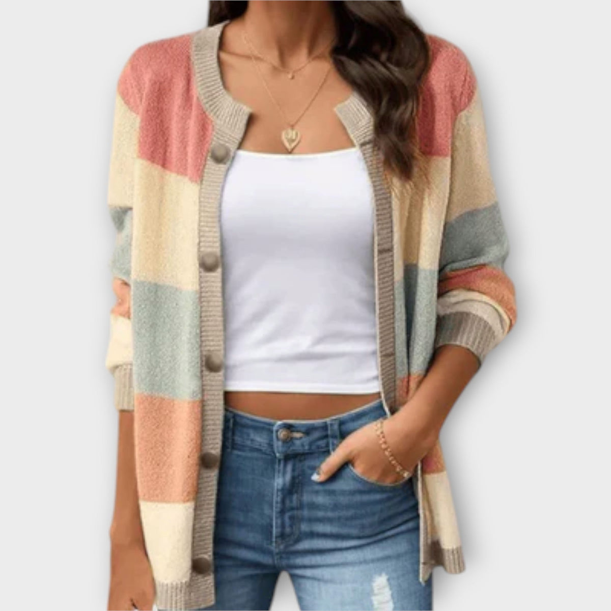 Lotenia - Cardigan Pastel à Rayures