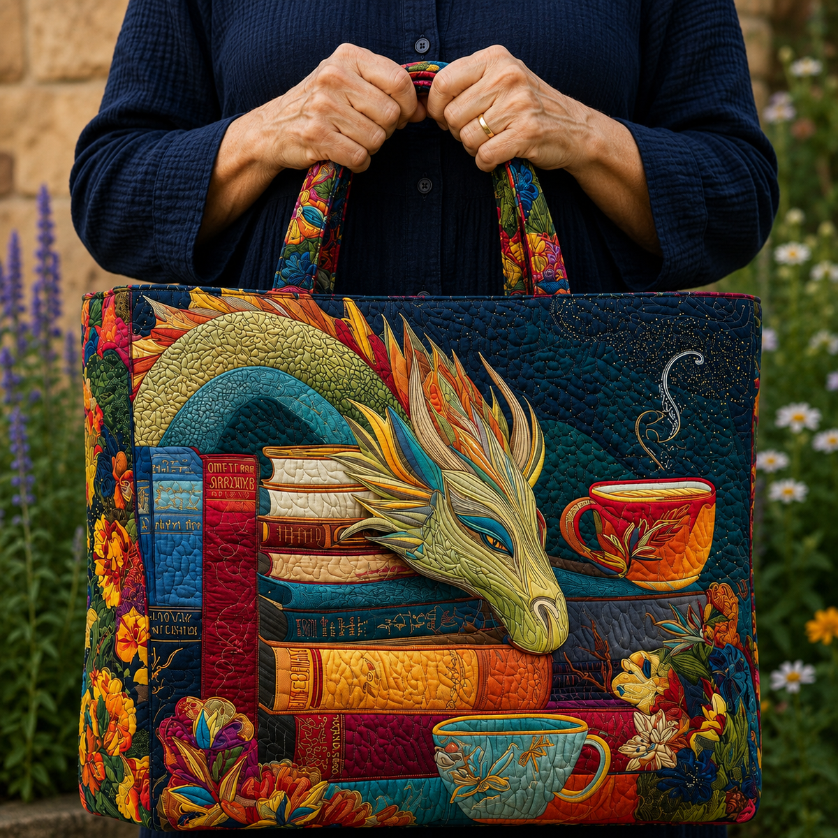 Dragon et Livres Anciens | Sac matelassé