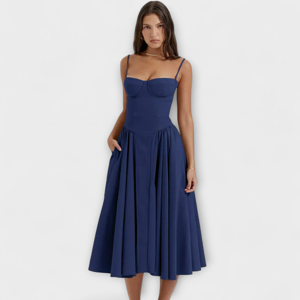 Rosalie - Robe Corset Sans Manches Vert Sauge