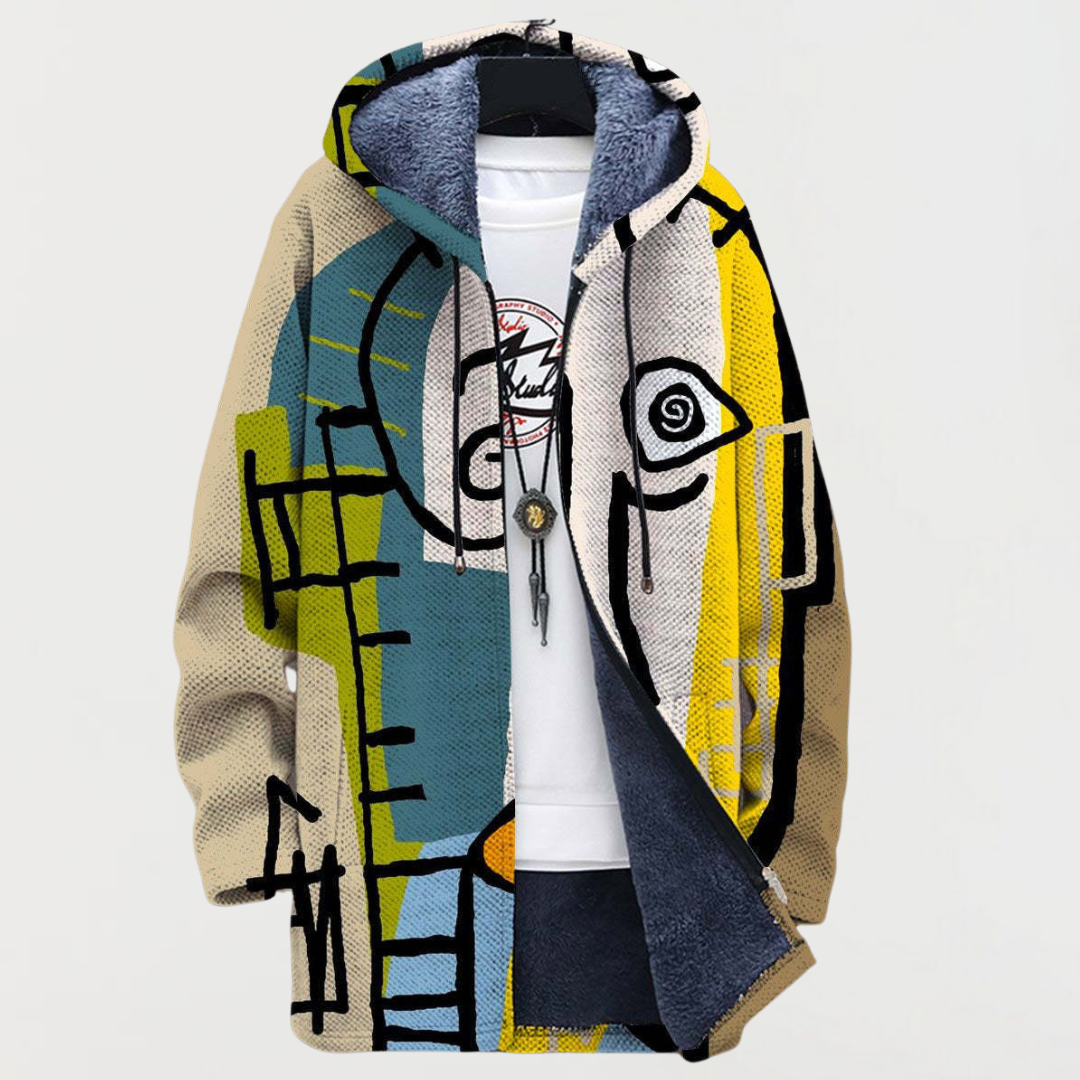 Manteau à capuche à motifs abstraits