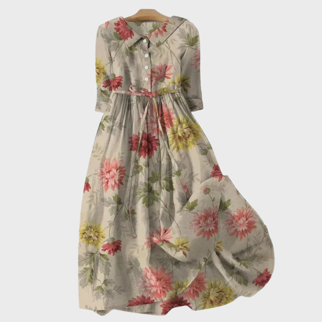 Robe Vintage Fleurie Beige