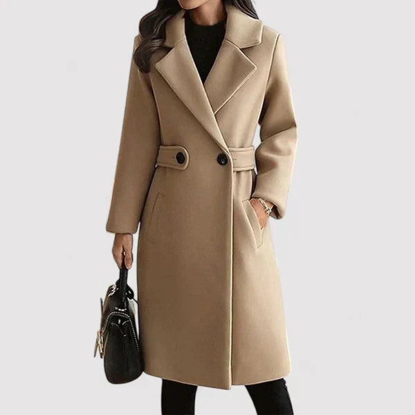 Clara - Manteau Beige à Ceinture