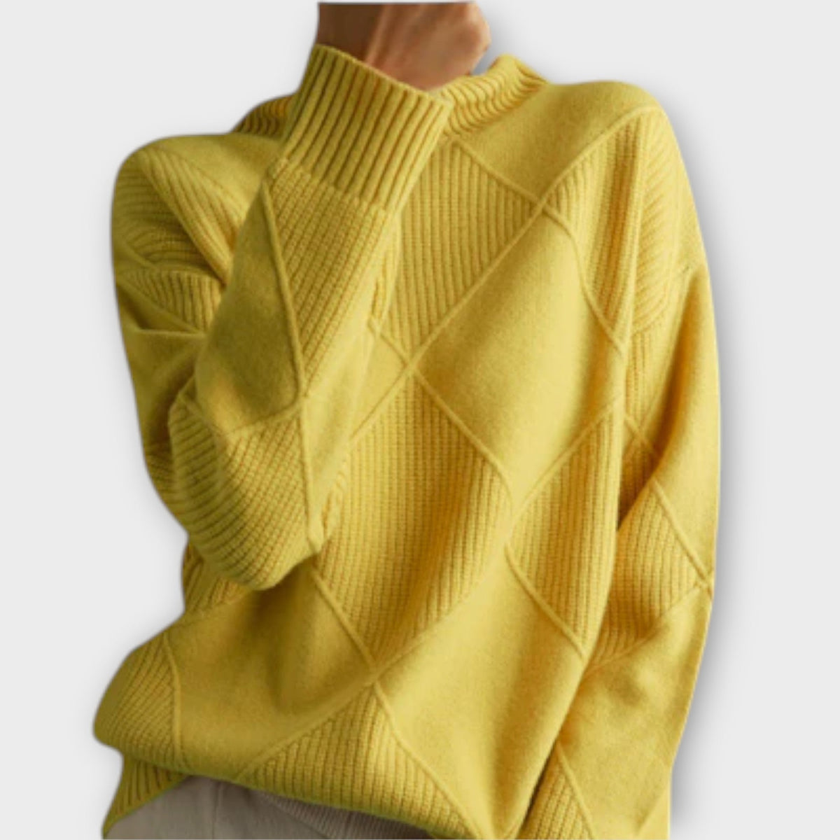 Melanie - Pull Col Roulé Confortable Jaune
