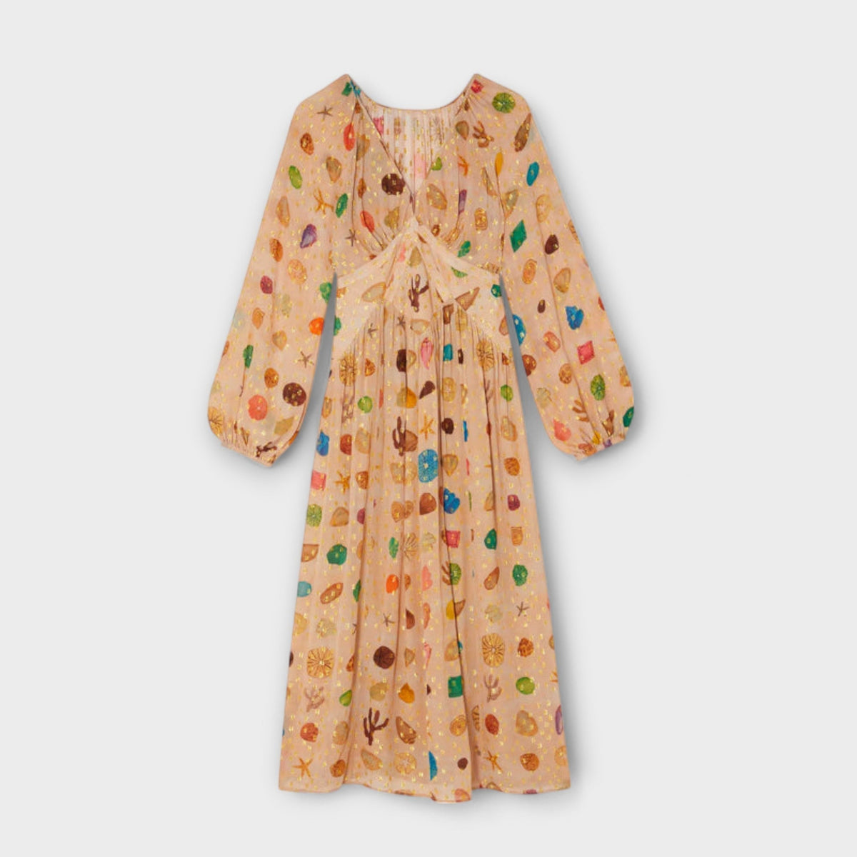 Lauren - Robe Crème à Pois Colorés