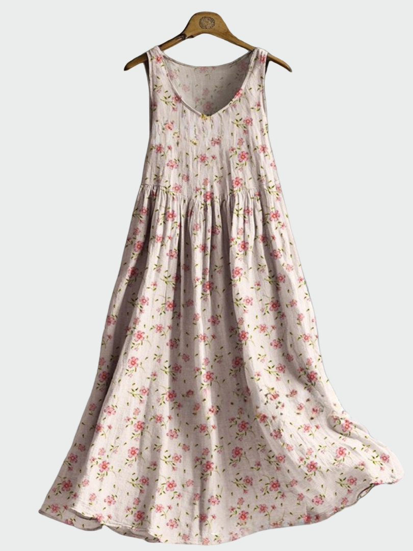 Robe Blanche à Bretelles et Fleurs Délicates