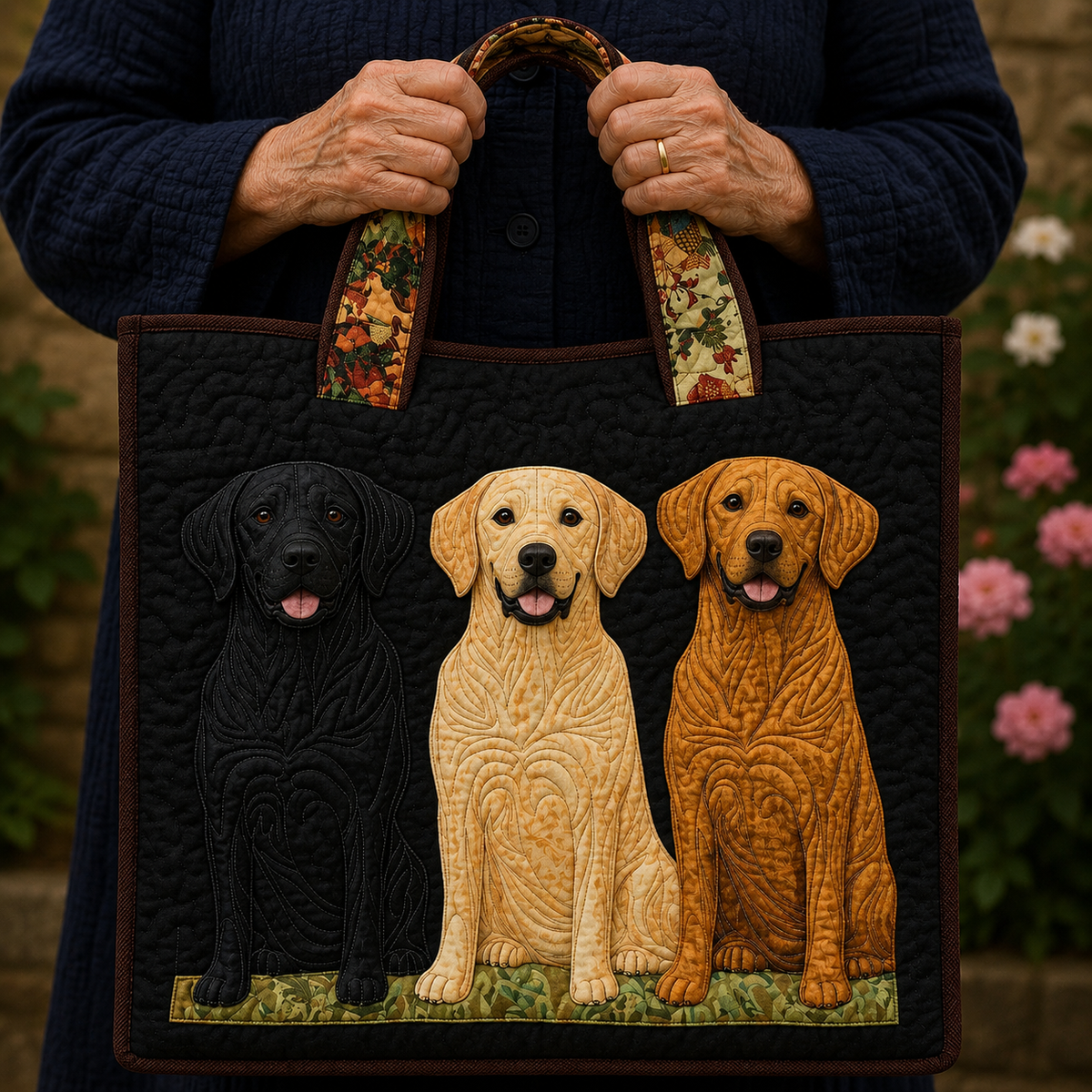 Trois Labradors | Sac matelassé