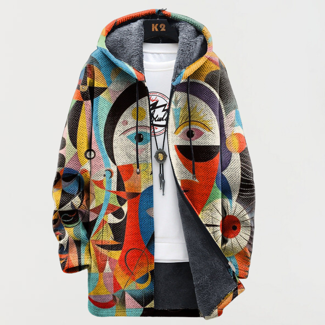 Manteau à capuche à motifs abstraits