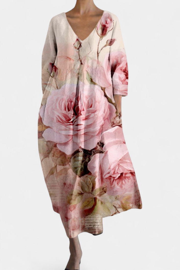 Ana - Robe Fluide Colorée à Motif Aquarelle