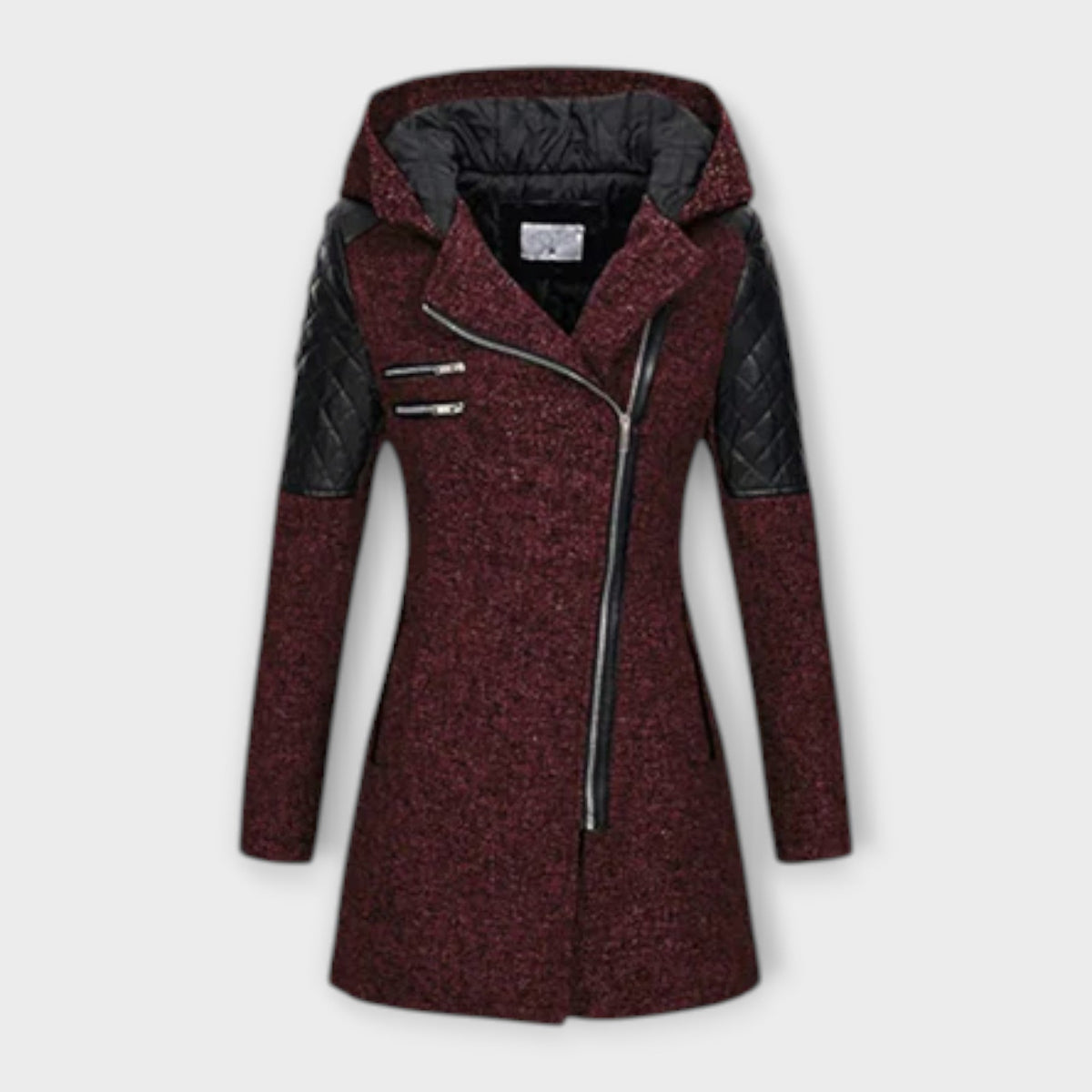 Sophia - Manteau d'Hiver Gris à Capuche