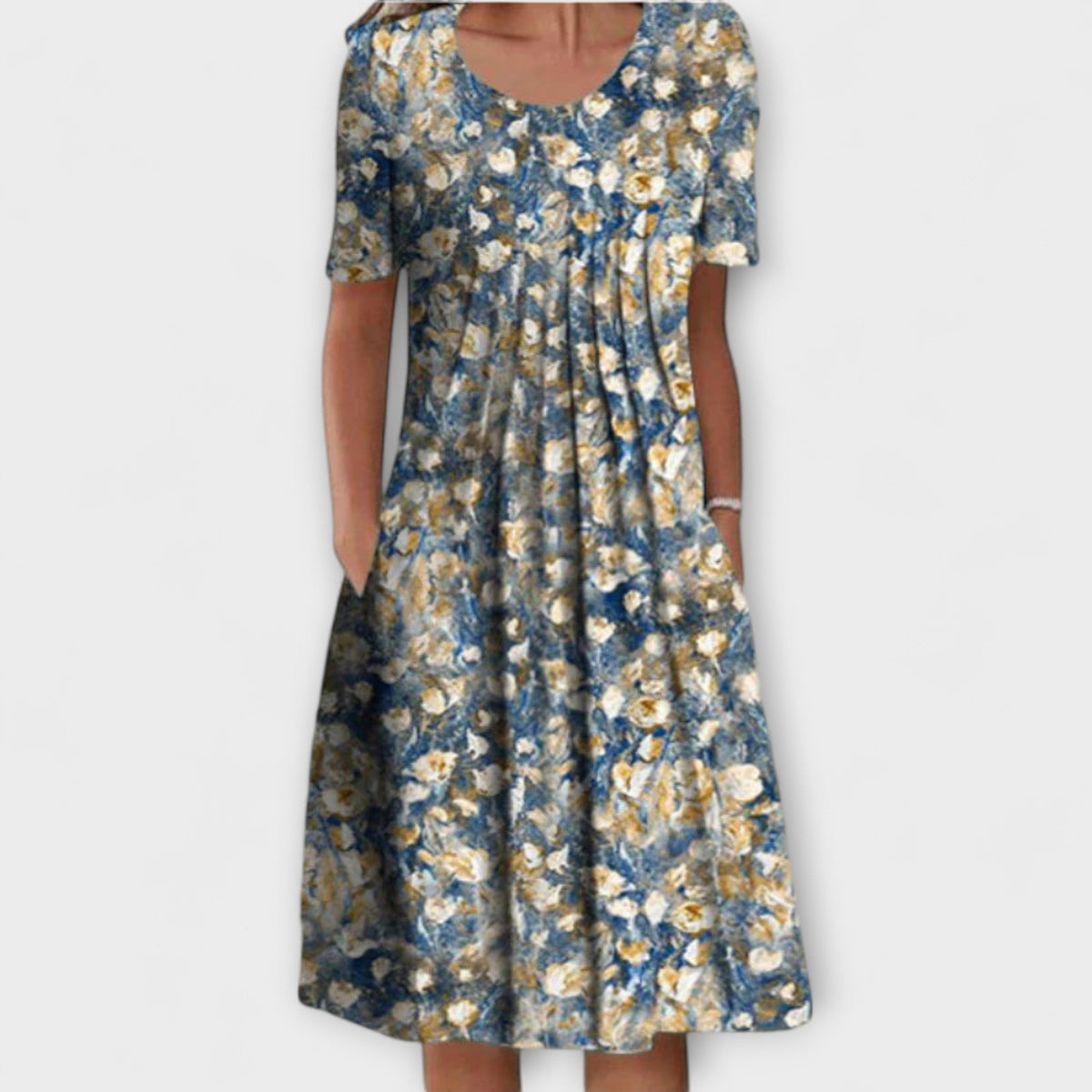 Emelie - Robe à Étages Blanche à Motif Floral