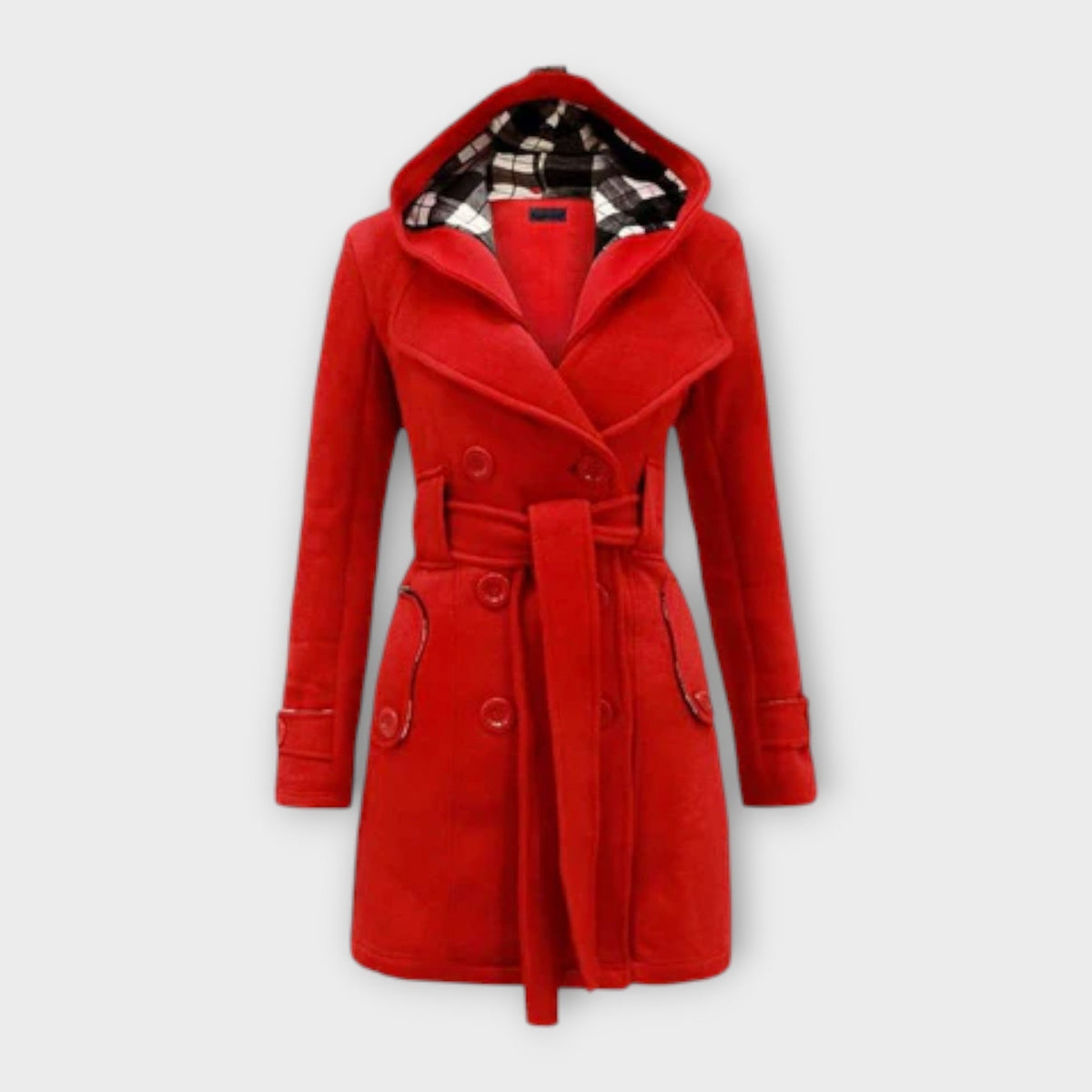 Evelyn - Manteau d'Hiver Chaud Gris à Capuche