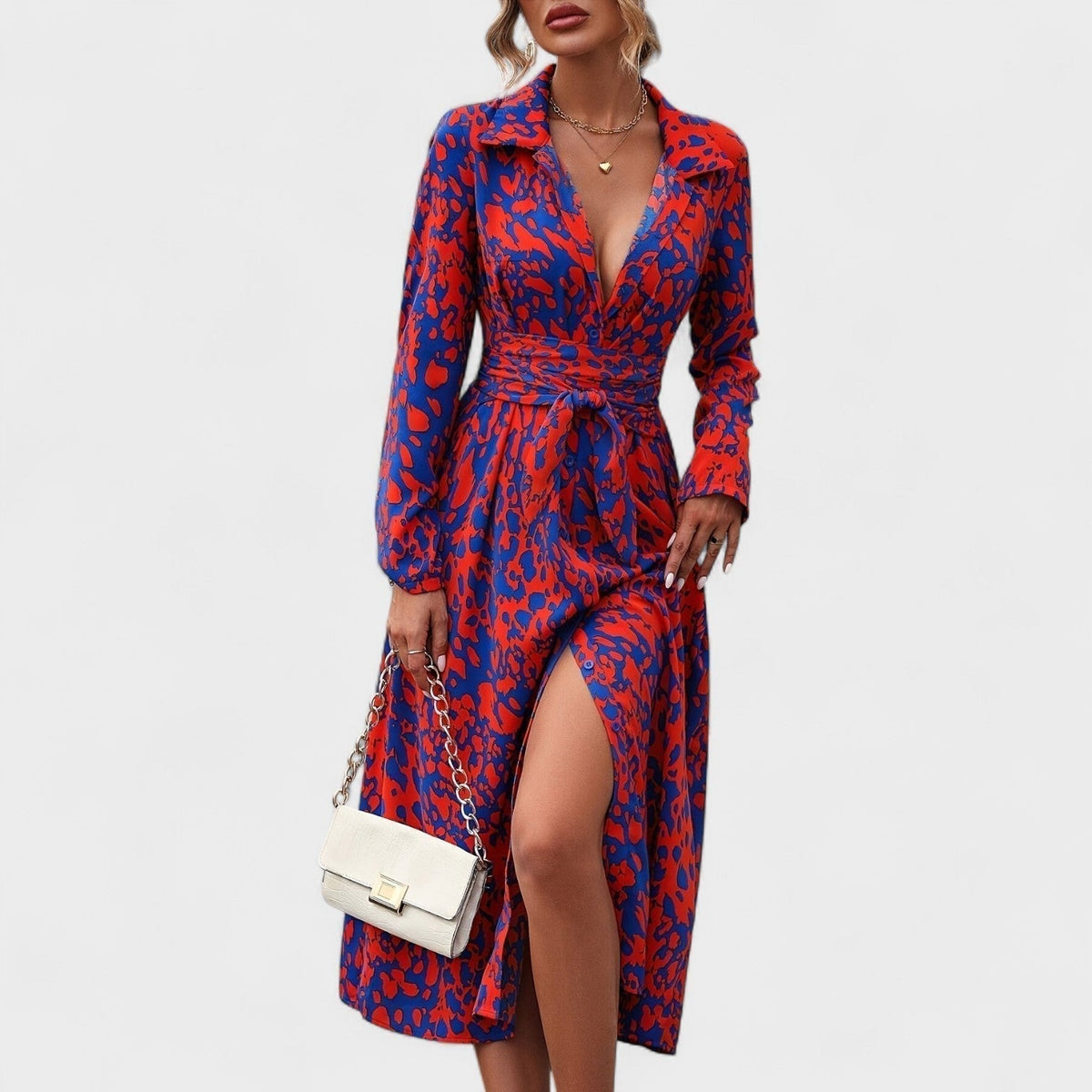 Bianca - Robe Rouge à Imprimé Animal