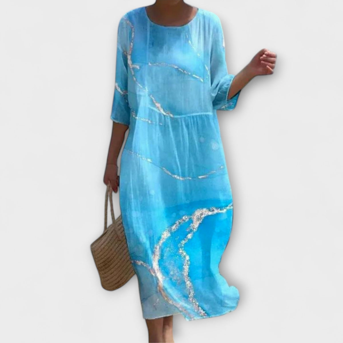 Miranda - Robe Midi Vert Menthe à Motif Roses