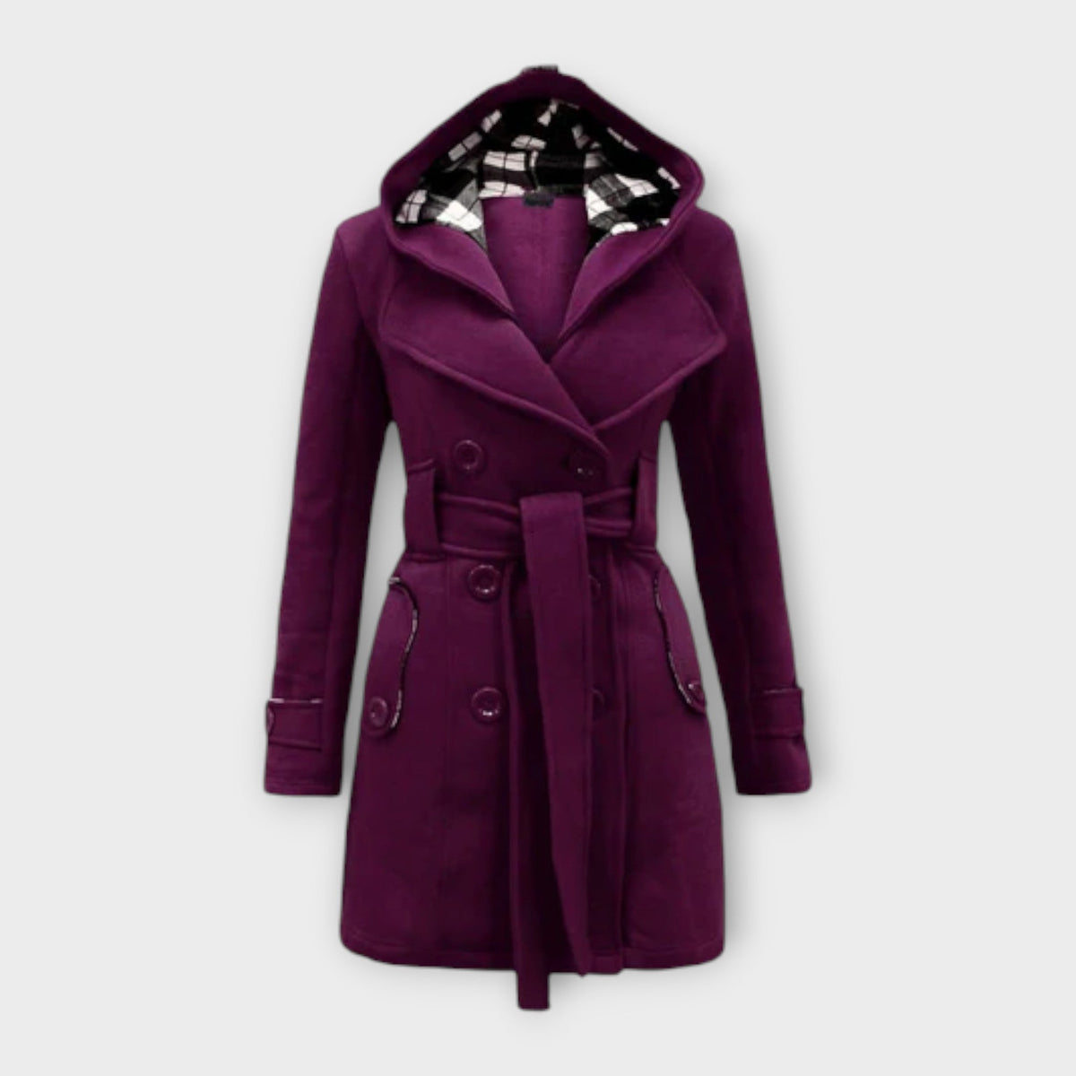Evelyn - Manteau d'Hiver Chaud Gris à Capuche