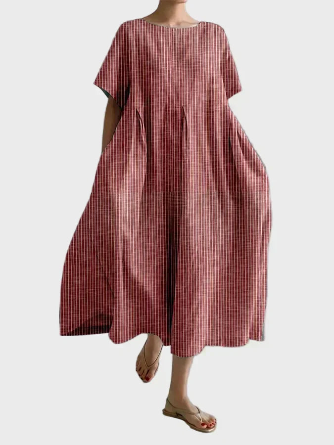 Robe en Lin Rose Poudré Rayée
