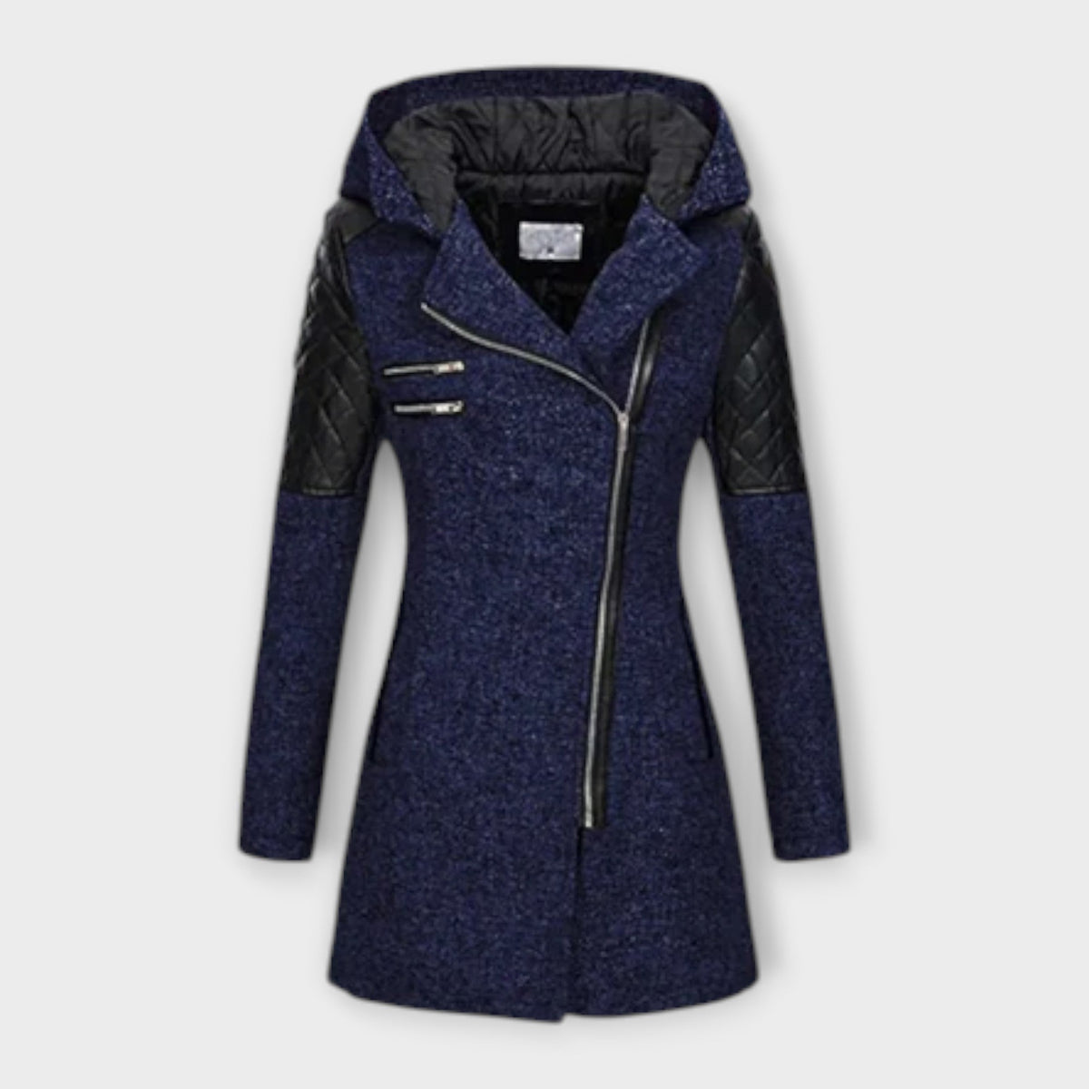 Sophia - Manteau d'Hiver Gris à Capuche