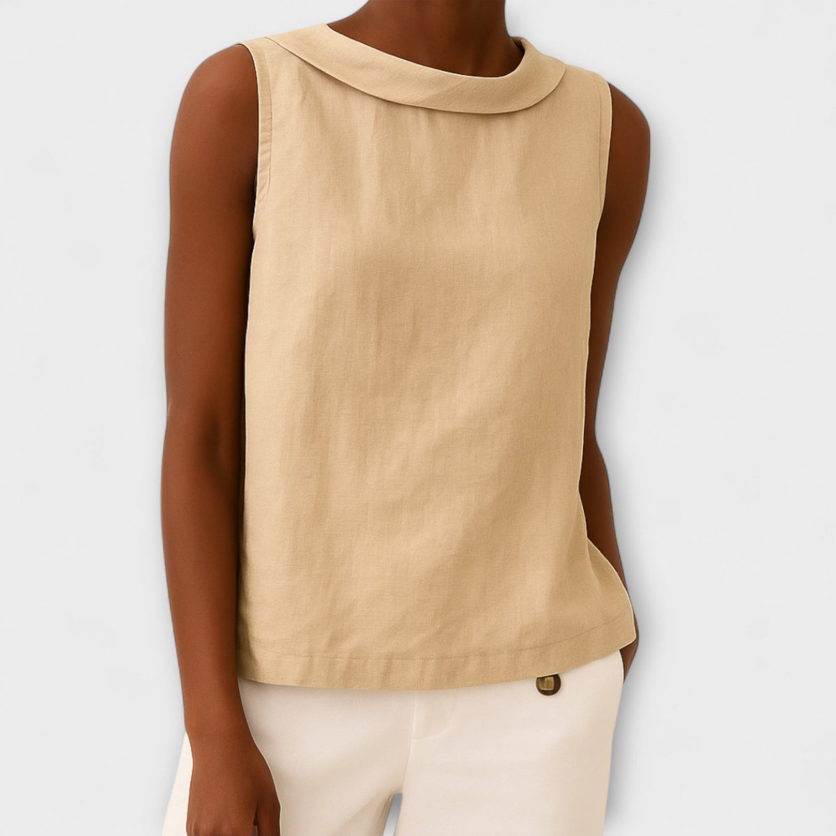 Brianna - Top Élégant Sans Manches Beige