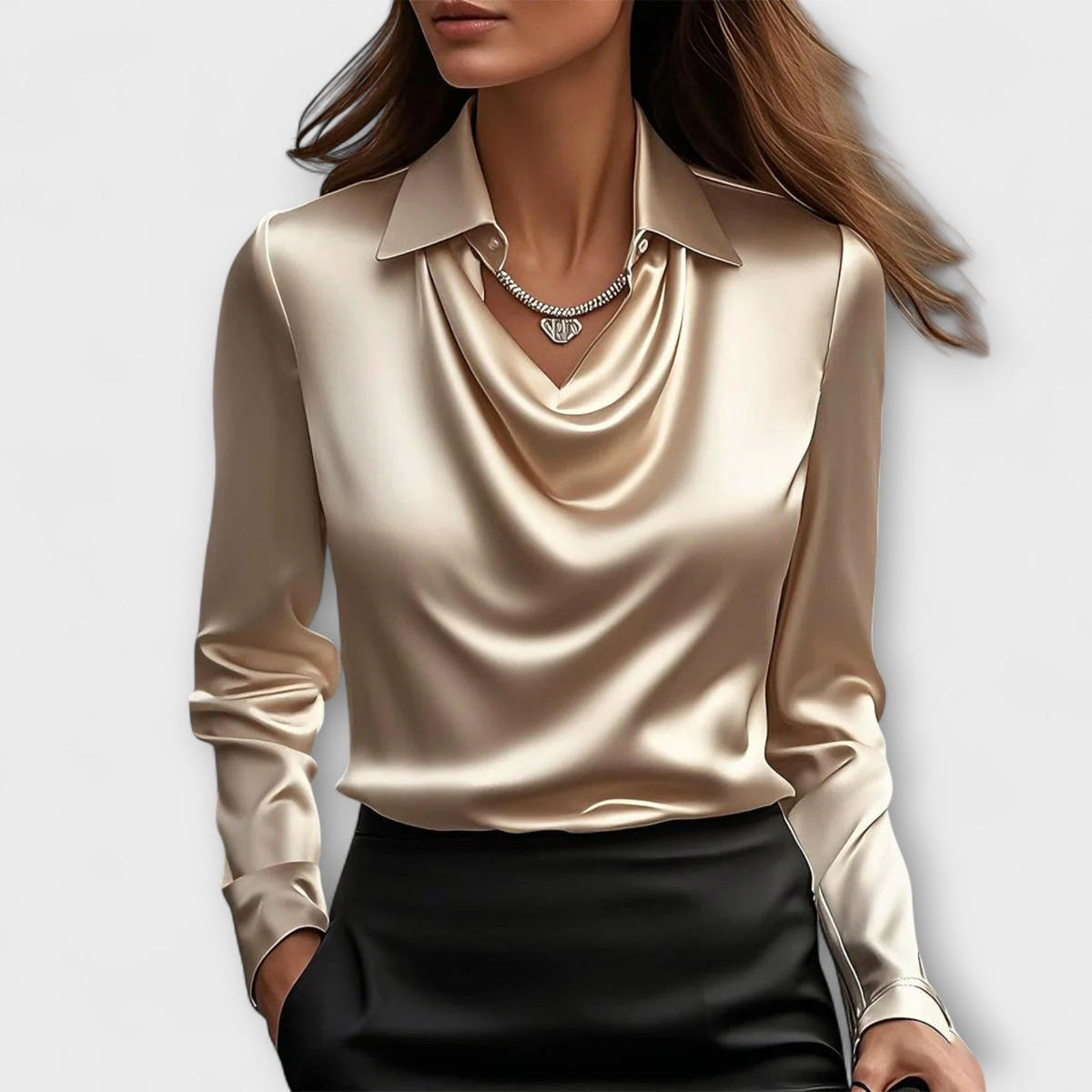 Meli - Chemisier Brillant Champagne Froncé