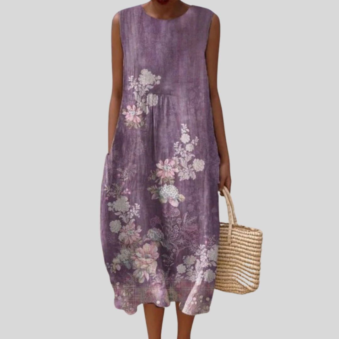 Robe Violette Brodée de Fleurs