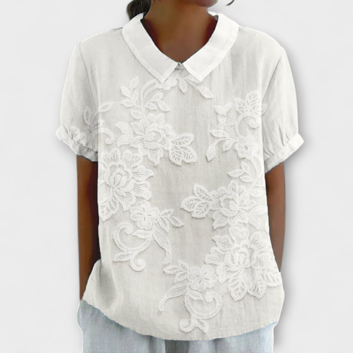 Emma - Chemise Blanche à Dentelle Vintage