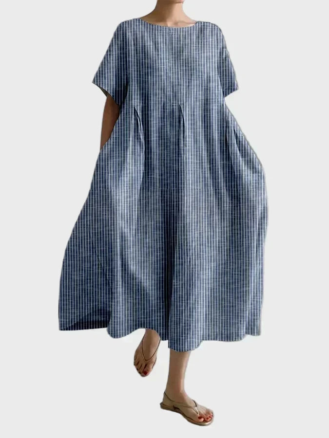 Robe en Lin Rose Poudré Rayée