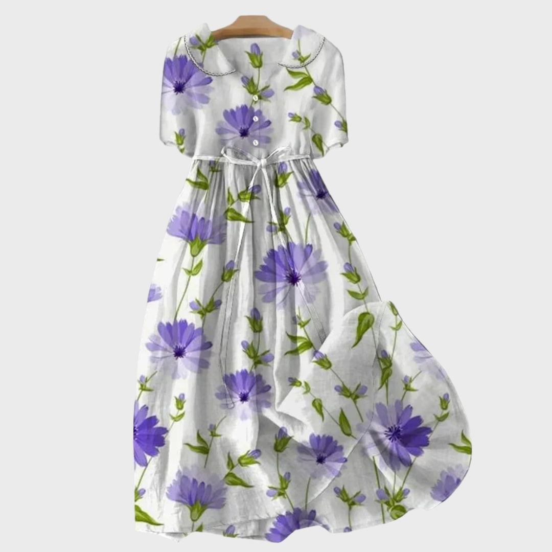 Robe Longue Lavande à Fleurs des Champs