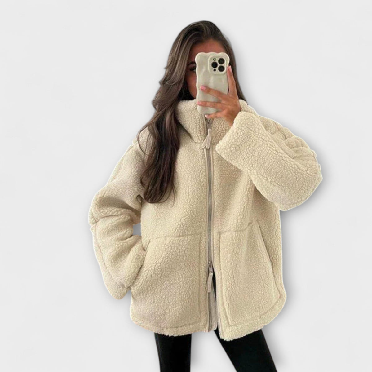 Nuage Polaire - Veste Teddy Oversize Crème