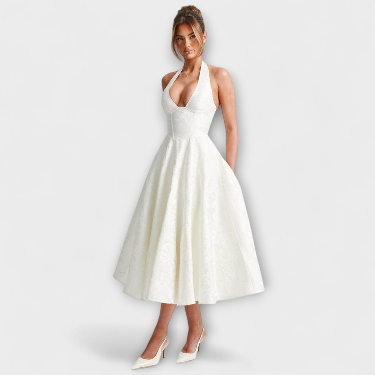 Catalina - Robe Midi Romantique Blanche