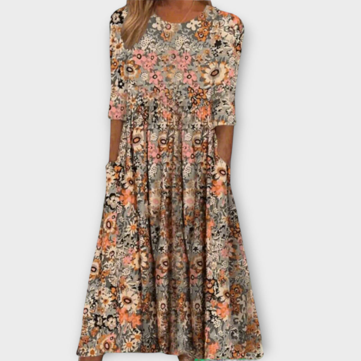 Paula - Robe Élégante à Petites Fleurs Éparses