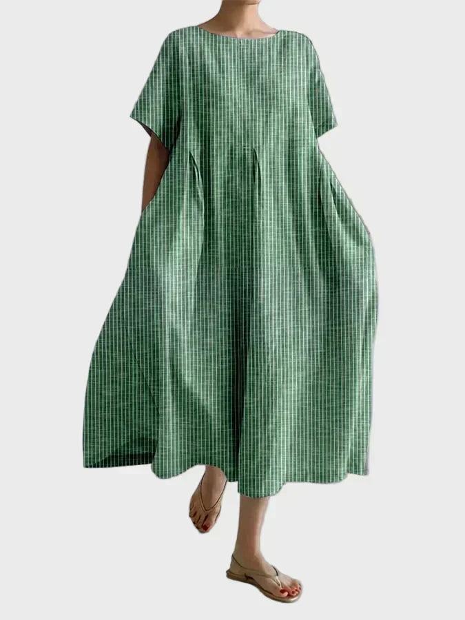 Robe en Lin Rose Poudré Rayée