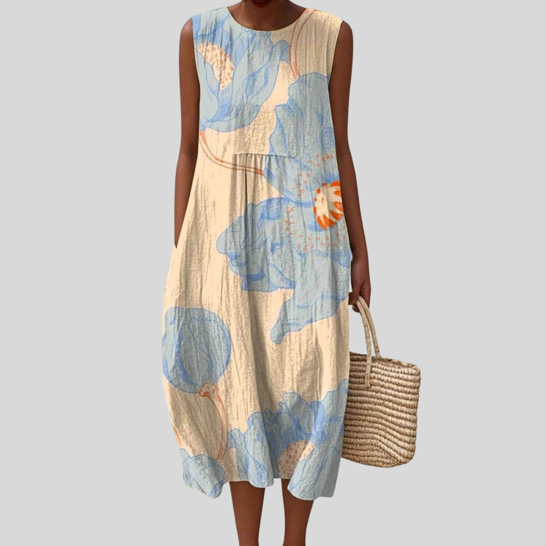 Robe Beige à Motif Cercles