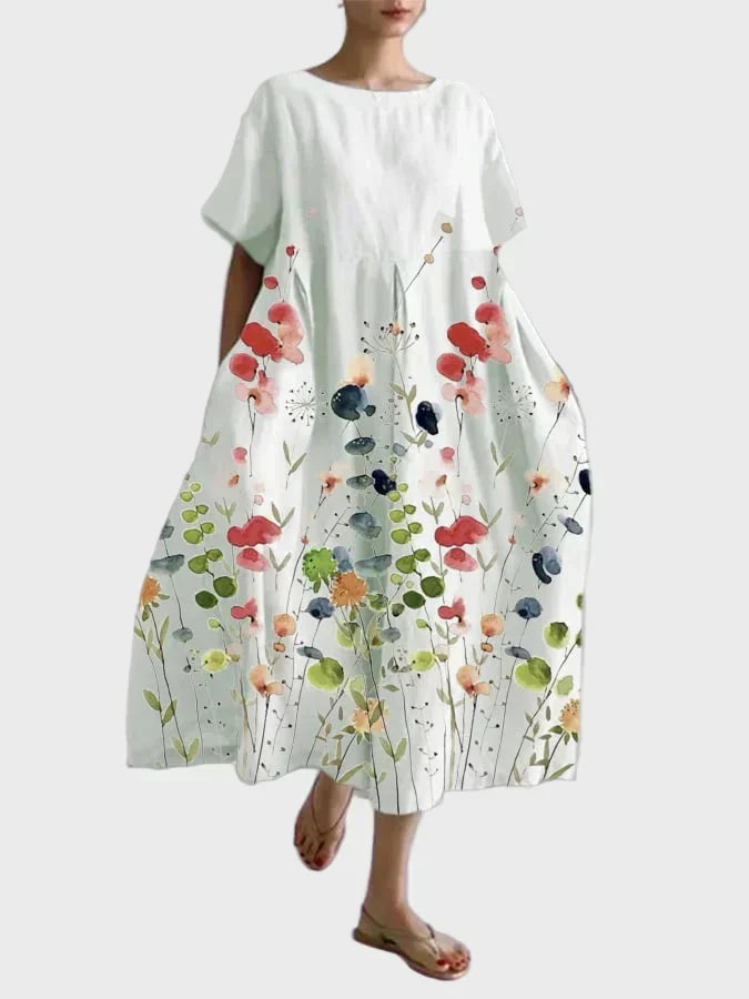 Robe Blanche à Fleurs Sauvages