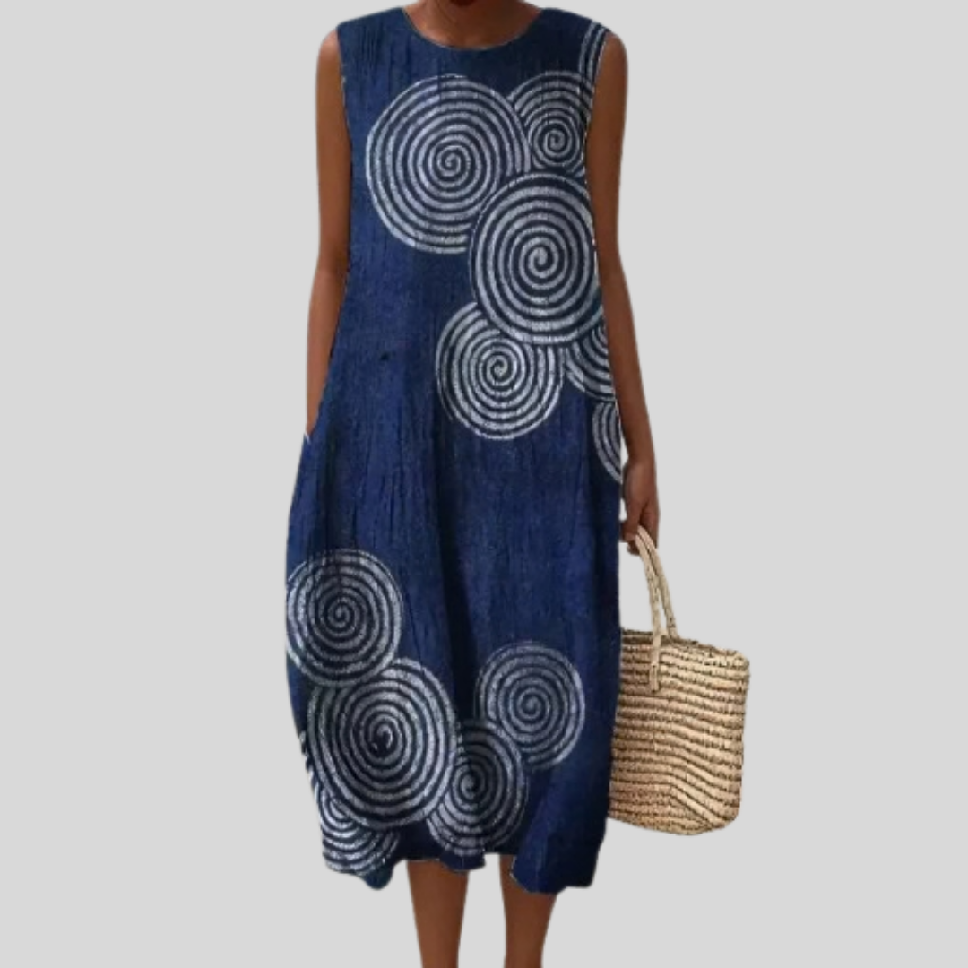Robe Bleu Foncé à Motif Spirale