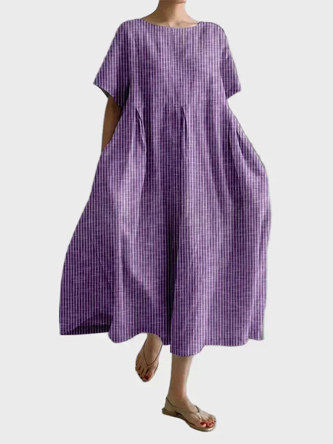 Robe en Lin Rose Poudré Rayée
