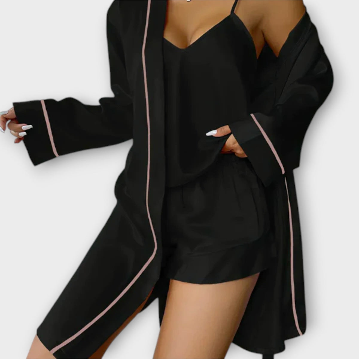 Félicité - Ensemble Pyjama 3 Pièces en Satin Rose