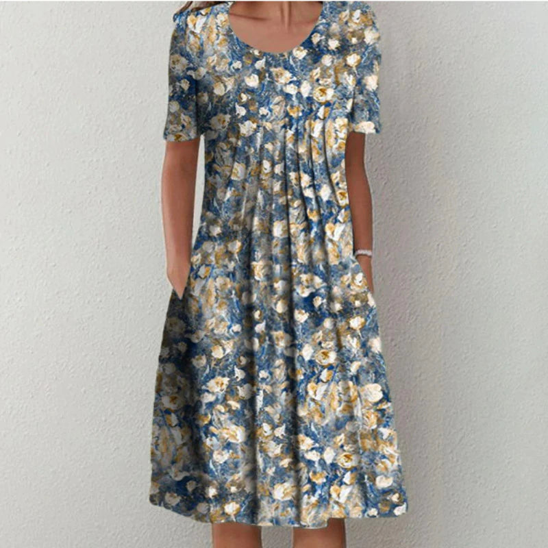 Marta - Robe Midi Blanche à Motif Floral