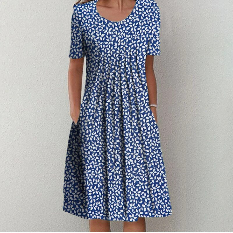 Marta - Robe Midi Blanche à Motif Floral